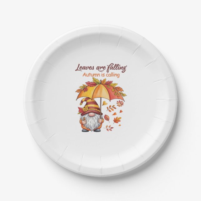 Leaves Are Falling Autumn Calling Classic T-Shirt. Paper Plate (Front)