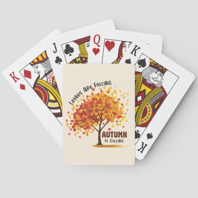 Leaves Are Falling, Autumn Is Calling – Cozy Fall  Playing Cards (Back)