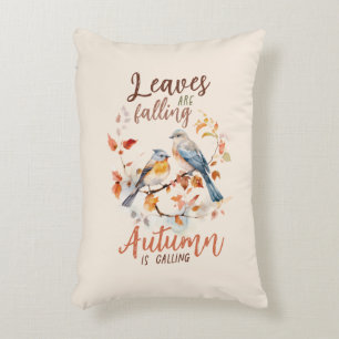 Leaves Are Falling –Whimsical Fall Birds & Foliage Accent Pillow