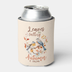 Leaves Are Falling –Whimsical Fall Birds & Foliage Can Cooler