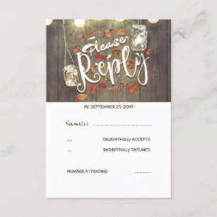Leaves automnales et Mason Jars Mariage RSVP