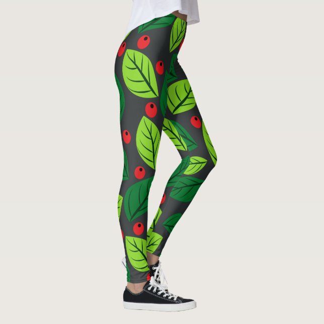 "Leaves & Berries" Pattern  Leggings (Right)