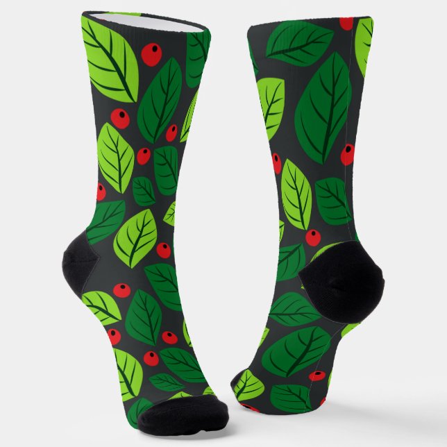 "Leaves & Berries" Socks (Angled)
