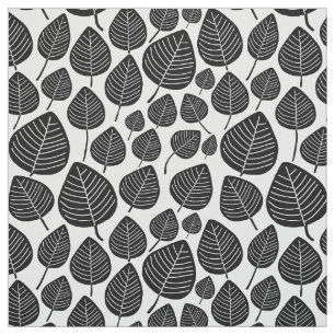 Leaves - Black on White Fabric
