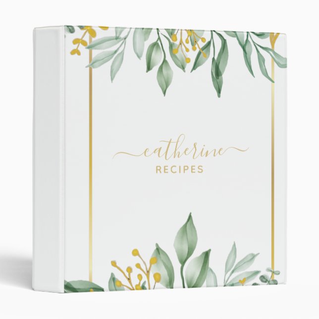 Leaves Blank own Cookbook Personalized Recipe Binder (Front/Spine)