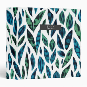Leaves Blue and Green Botanical Pattern Binder
