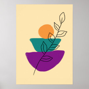 Leaves boho illustration poster