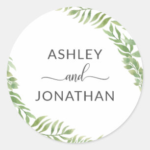 Leaves Botanical Wreath Wedding White Labels Seals