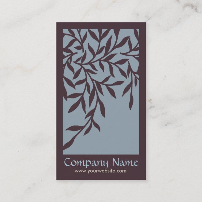 Leaves Business Card (Blue) (Front)