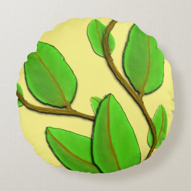 Leaves by Kenneth Yoncich Round Pillow (Front)