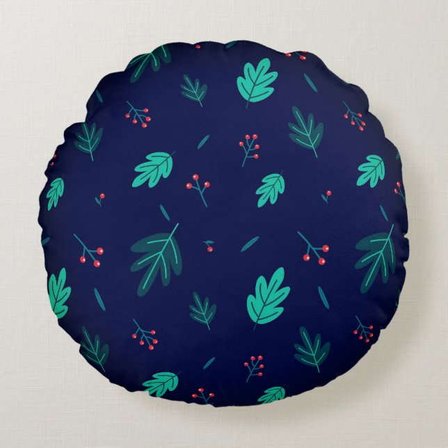 Leaves design round pillow (Front)