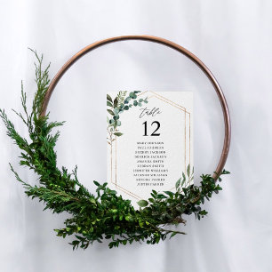 Leaves& Eucalyptus Gold Table Number Seating Chart