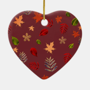 Leaves fall,Bordeaux Ceramic Ornament