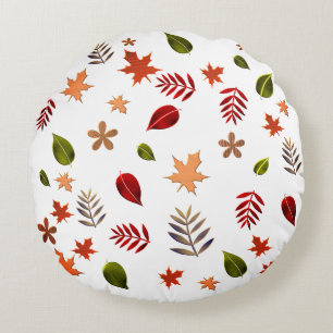 Leaves fall,White background Round Pillow