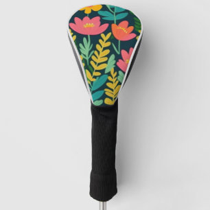 Leaves flowers colourful design  golf head cover
