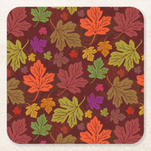 Leaves Foliage Autumn Thanksgiving Party Square Paper Coaster