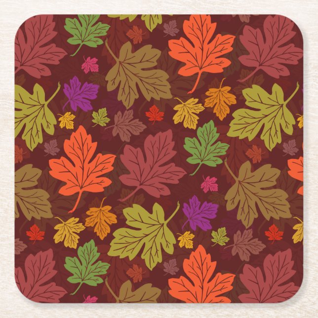 Leaves Foliage Autumn Thanksgiving Party Square Paper Coaster (Front)