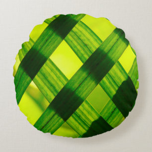 Leaves grass woven green plant round pillow