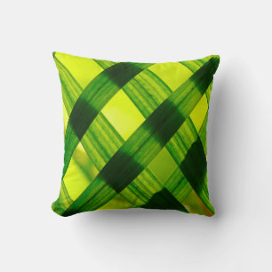 Leaves grass woven green plant throw pillow
