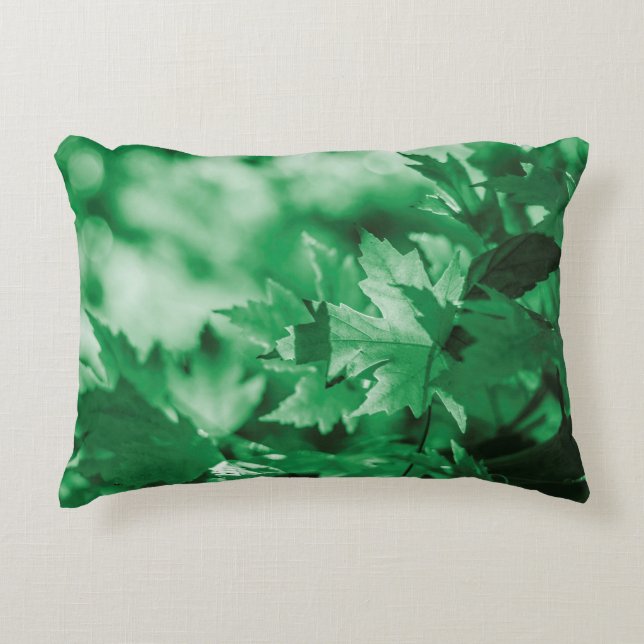 Leaves green background nature accent pillow (Front)