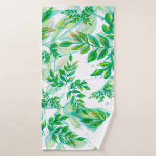 Leaves green pattern nature plant bath towel