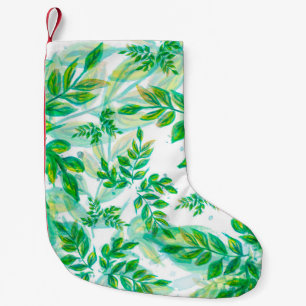 Leaves green pattern nature plant small christmas stocking
