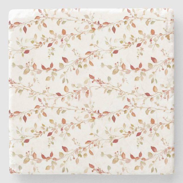 Leaves Green Plaid Stripes Stone Coaster (Front)