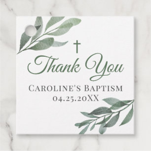 Leaves Greenery Baptism Favour Tags