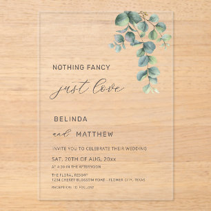 Leaves Greenery Watercolor Flowers Casual Wedding Acrylic Invitations