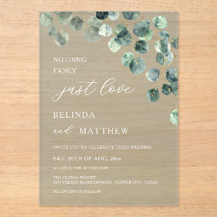 Leaves Greenery Watercolor Flowers Modern Arch Acrylic Invitations