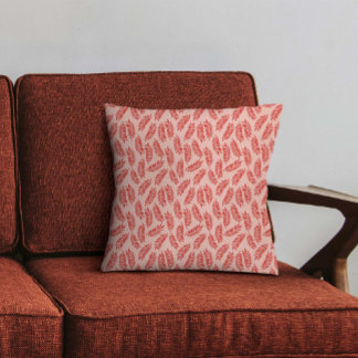 Leaves in red pattern throw pillow