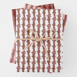 Leaves in Rich Reds Holiday Gift Paper