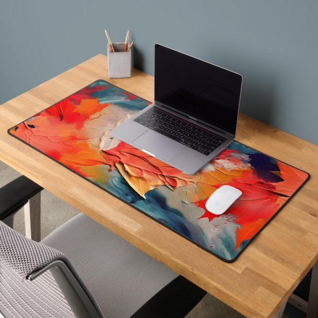 Leaves In The Wind – Abstract Autumn Motion Desk Mat (Office 2)