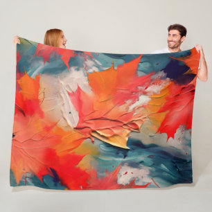 Leaves In The Wind – Abstract Autumn Motion Fleece Blanket
