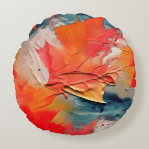 Leaves In The Wind – Abstract Autumn Motion Round Pillow