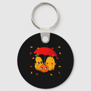 Leaves Lattes Pumpkin Spice Fall Autumn Halloween Keychain