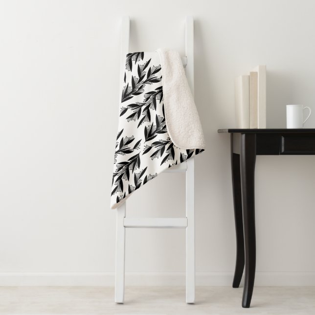 leaves & merry script sherpa blanket (In Situ)