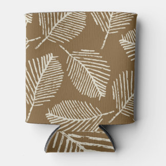 Leaves mono print, caramel brown, seamless. can cooler