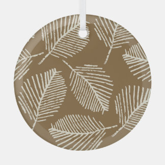 Leaves mono print, caramel brown, seamless. glass ornament