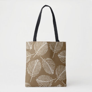 Leaves mono print, caramel brown, seamless. tote bag