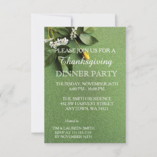 Leaves of Autumn Thanksgiving Dinner Party Invitation
