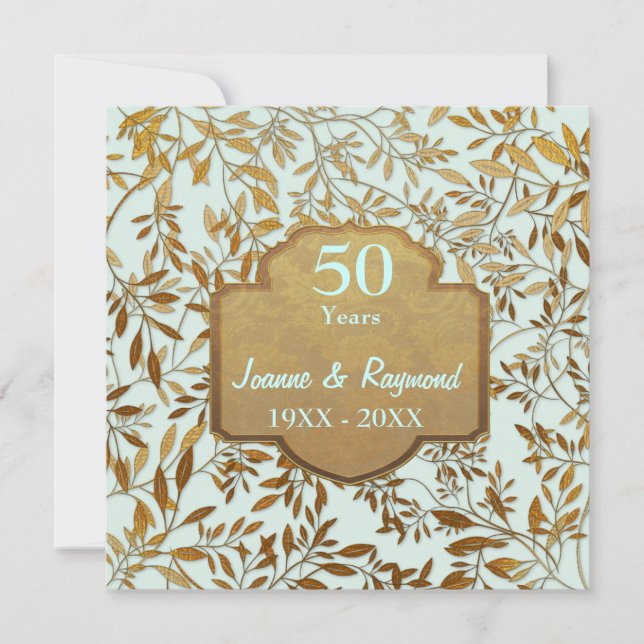Leaves of Gold 50th Wedding Anniversary Invitation (Front)