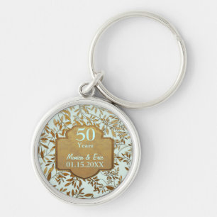 Leaves of Gold 50th Wedding Anniversary Keychain