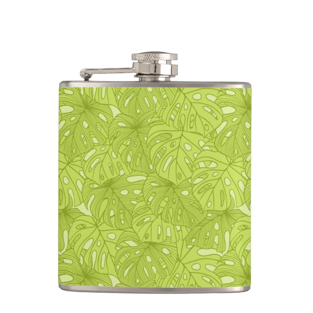 Leaves of Palm Tree Hip Flask (Front)