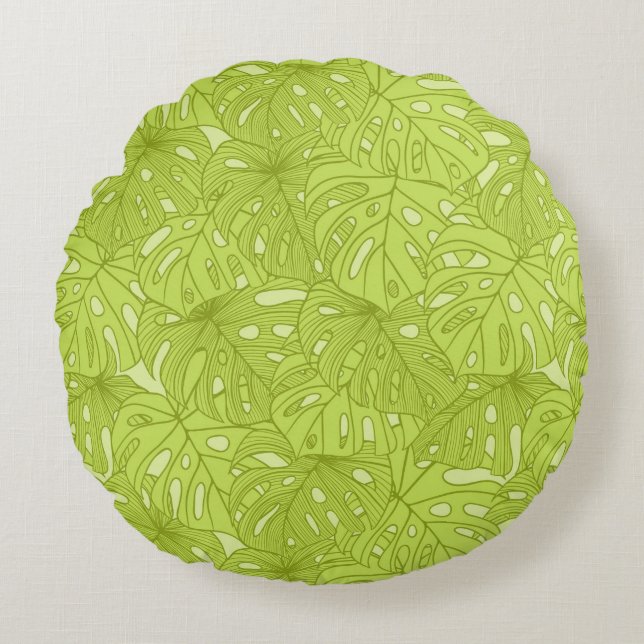 Leaves of Palm Tree Round Pillow (Front)
