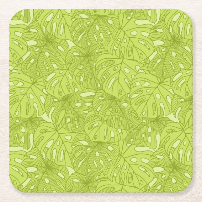 Leaves of Palm Tree Square Paper Coaster (Front)
