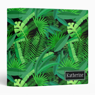 Leaves Of Tropical Palm Trees Add Your Name Binder