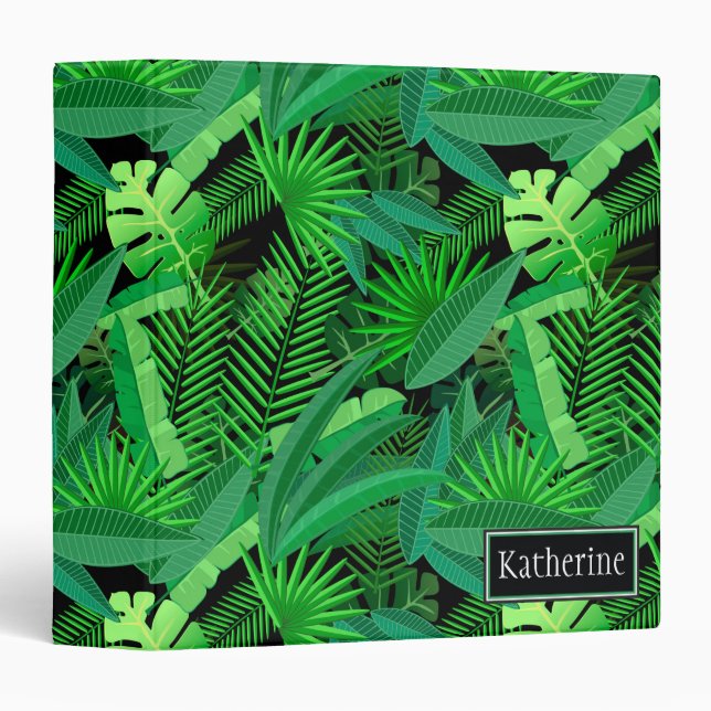 Leaves Of Tropical Palm Trees | Add Your Name Binder (Front/Spine)