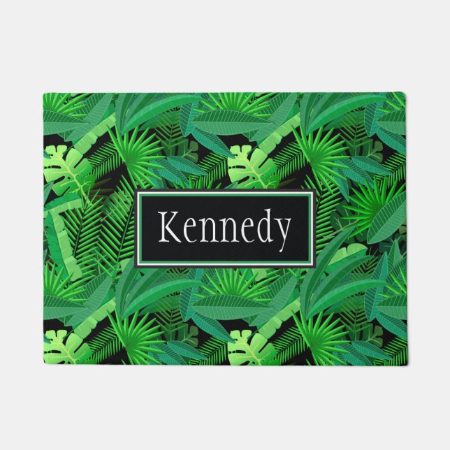 Leaves Of Tropical Palm Trees | Add Your Name Doormat (Front)