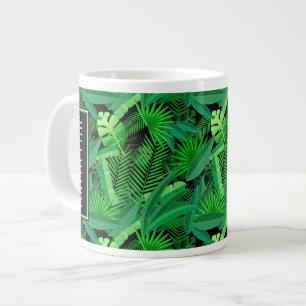 Leaves Of Tropical Palm Trees Add Your Name Large Coffee Mug